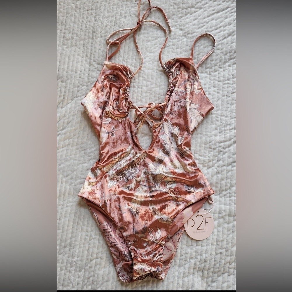 P2F Rose Gold Floral One-Piece Swimsuit